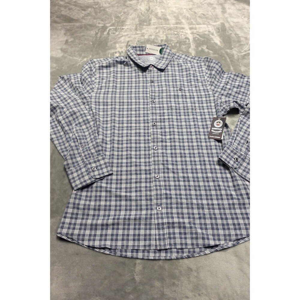 Flag Anthem Men's Size L Blue Checkered Long Sleeve Button Up Shirt NWT